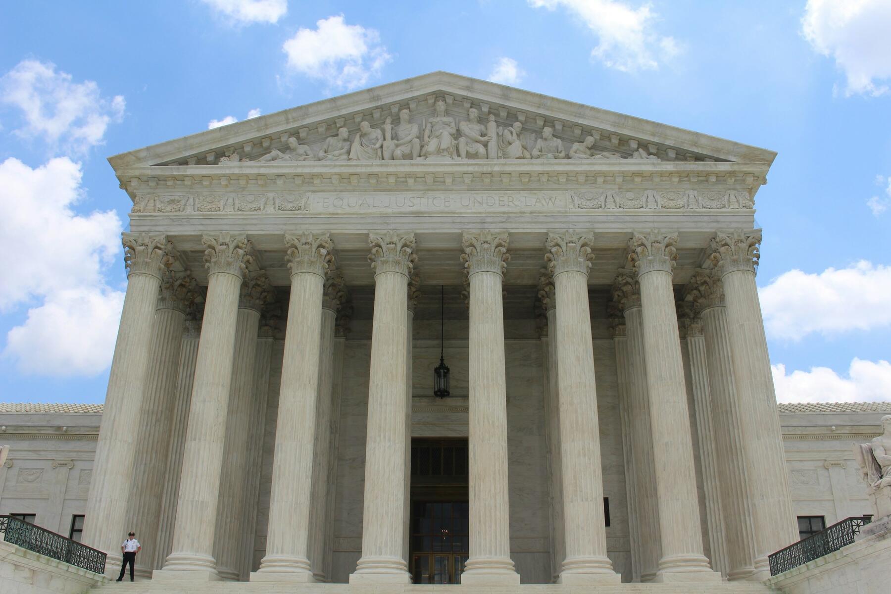The grand Supreme Court building in Washington, DC