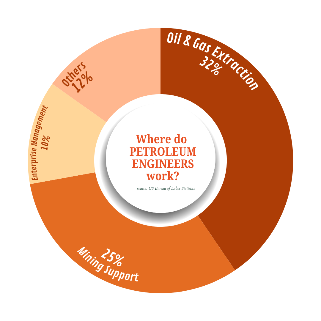 Where Petroleum Engineers Work in US
