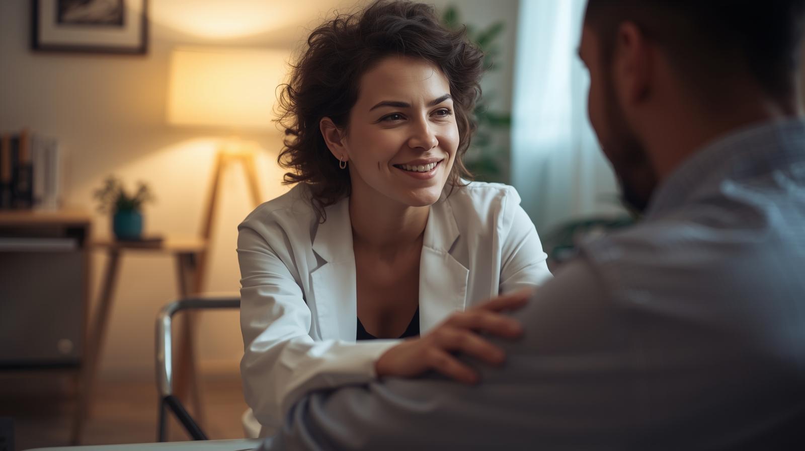 psychologist consoles patient