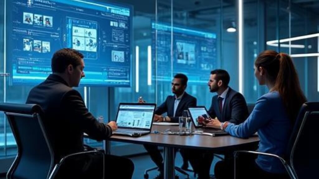 Admissions committee discussing and using AI to evaluate graduate school applicants