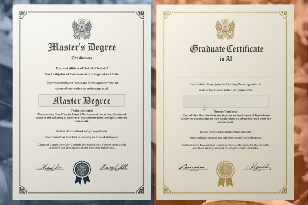 master's degree diploma vs grad cert in AI