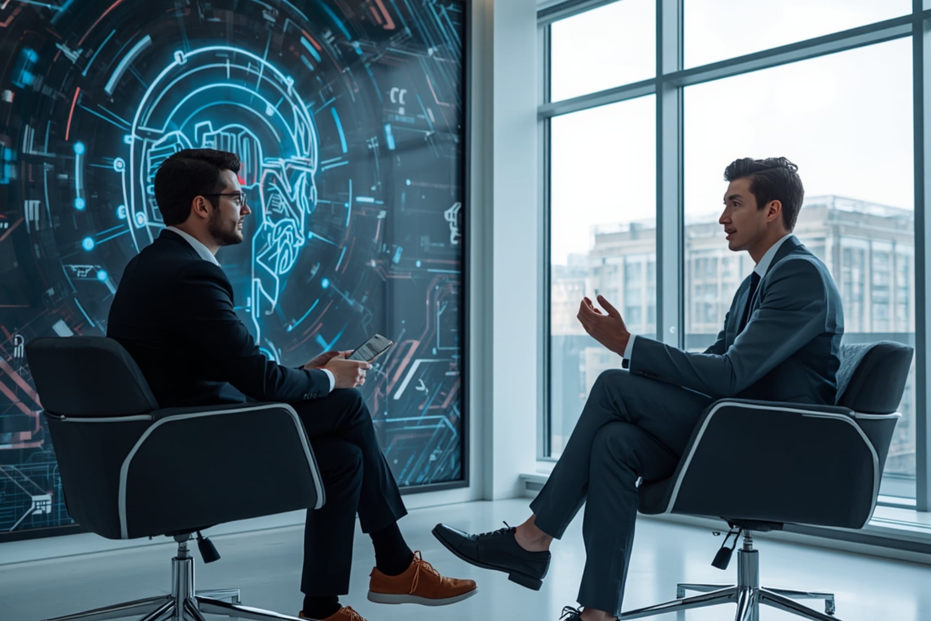 PhD Student being interviewed by prospect employer using AI systems