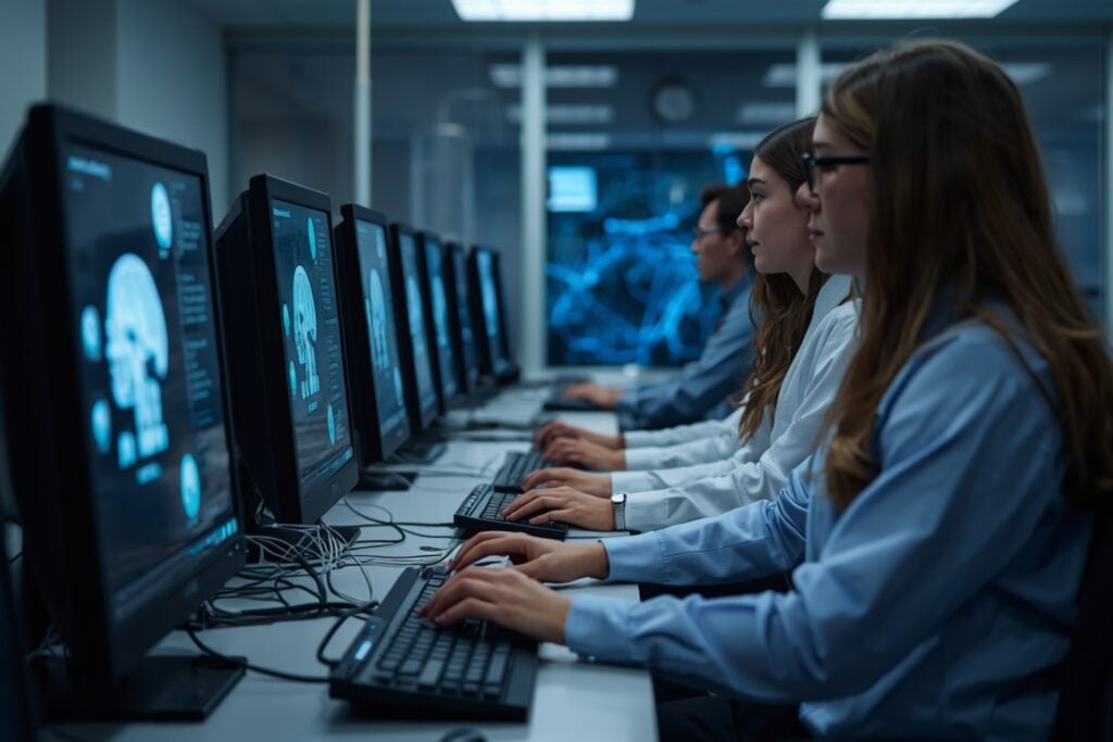 PhD in AI students in a university laboratory