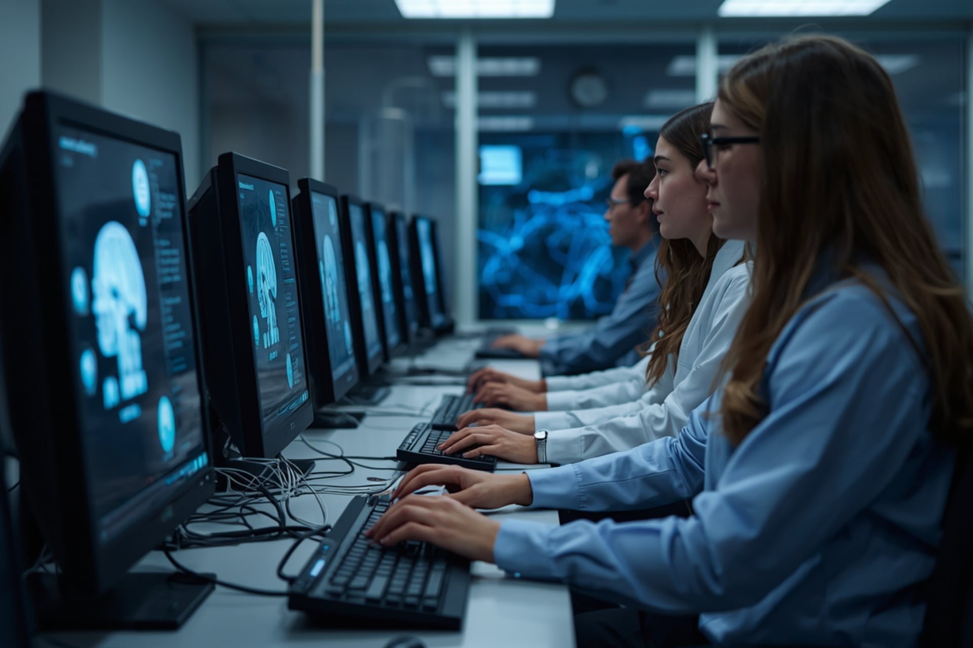 PhD in AI students in a university laboratory