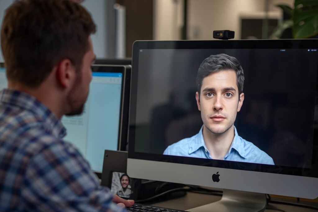 talking to an AI academic advisor on the computer