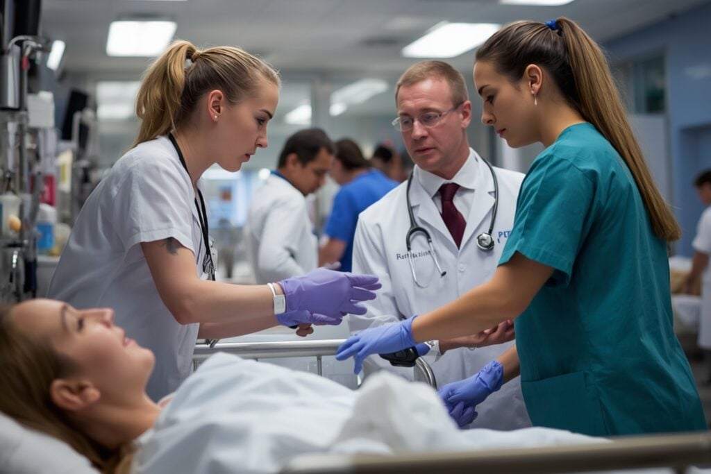 physician assistant student doing actual work with doctor